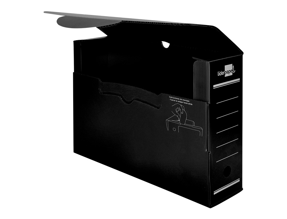 CAJA ARCHIVO DEFINITIVO PLASTICO LIDERPAPEL LOMO 100 MM NEGRO 360X100X260 MM