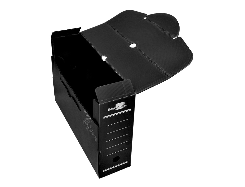 CAJA ARCHIVO DEFINITIVO PLASTICO LIDERPAPEL LOMO 100 MM NEGRO 360X100X260 MM