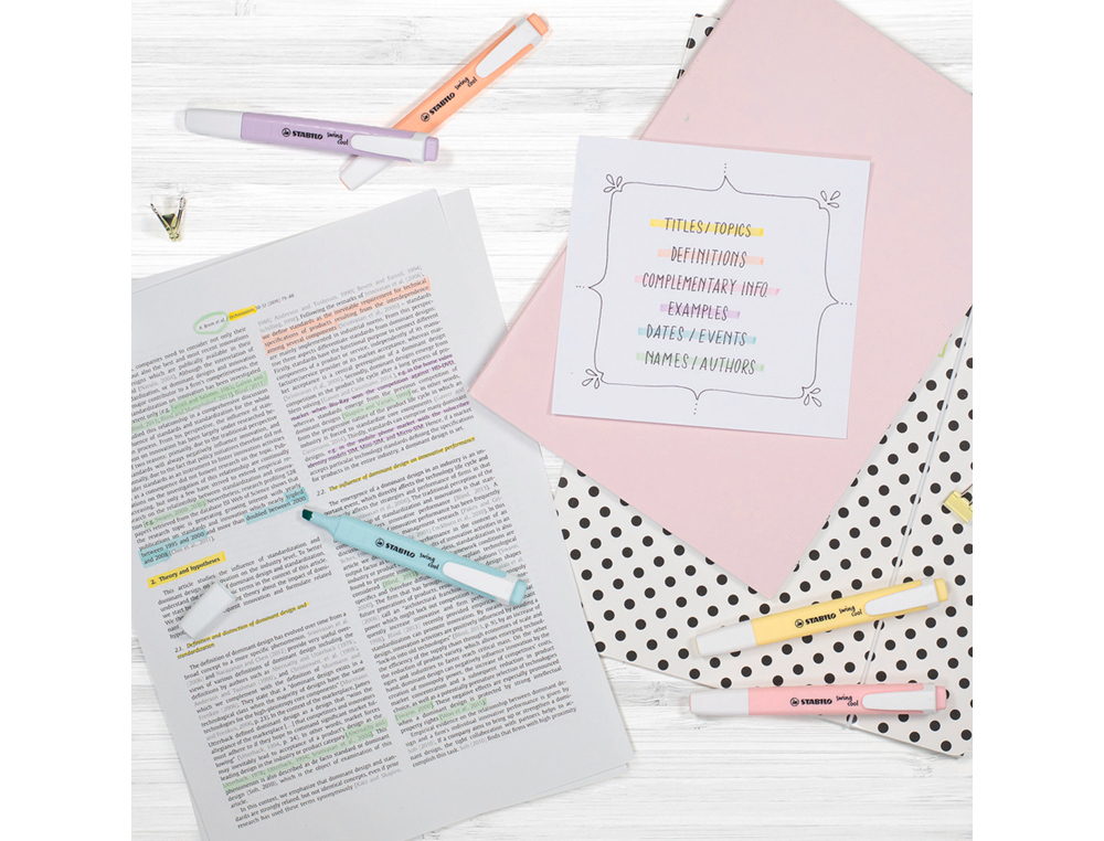 ROTULADOR STABILO FLUORESCENTE FINO SWING COOL PASTEL ESTUCHE DE 4 UNIDADES COLORES SURTIDOS