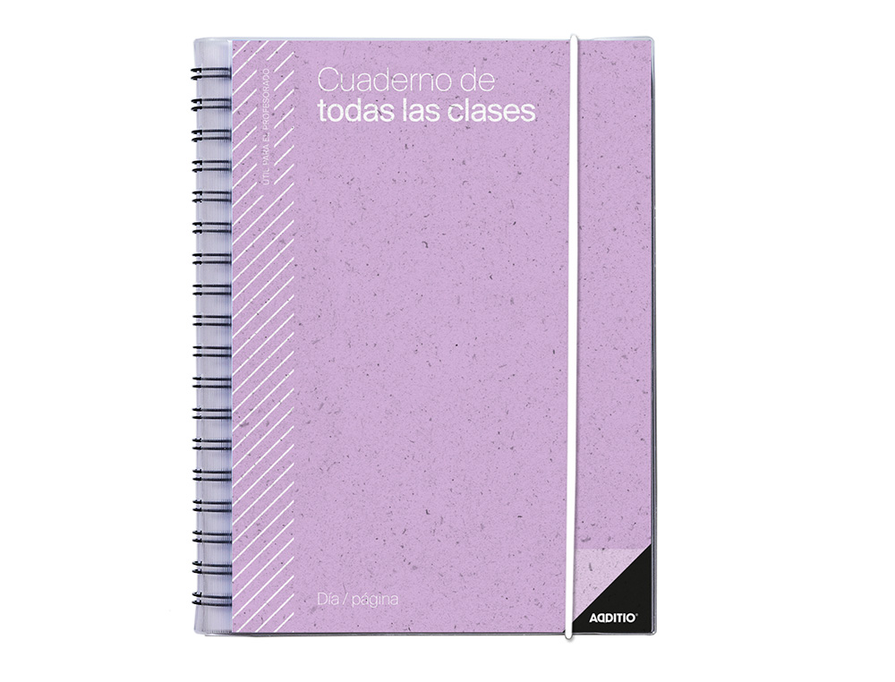 CUADERNO DE TODAS LAS CLASES PROFESORADO ADDITTIO 256 PAGINAS DIA PAGINA COLOR VERDE 170X240 MM