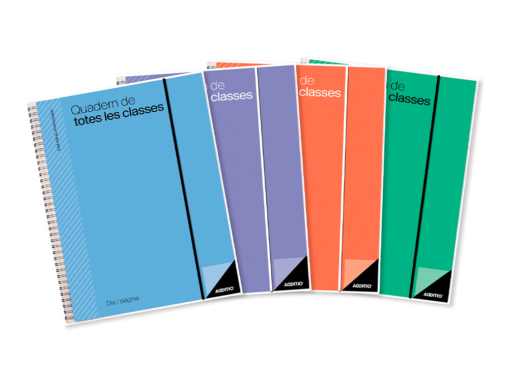 CUADERNO DE TODAS LAS CLASES PROFESORADO ADDITTIO 256 PAGINAS DIA PAGINA COLOR VERDE 170X240 MM CATALAN