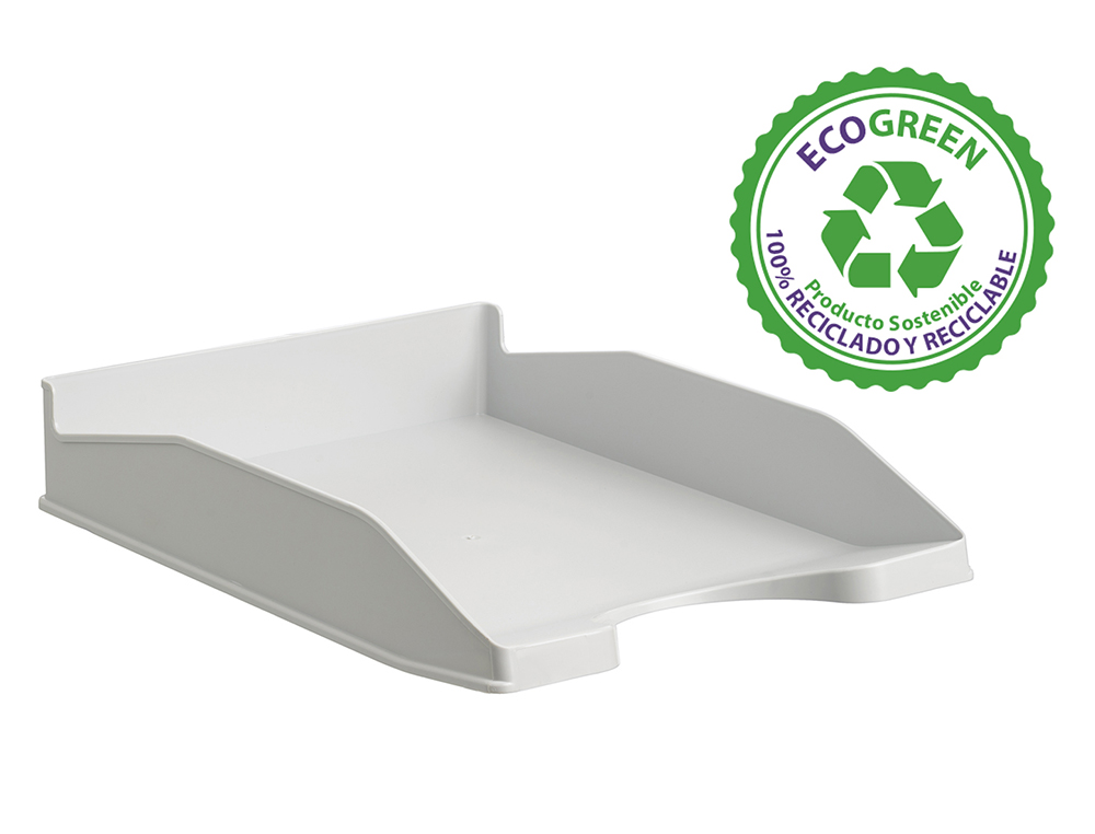 BANDEJA SOBREMESA ARCHIVO 2000 ECOGREEN PLASTICO 100% RECICLADA APILABLE FORMATOS DIN A4 Y FOLIO COLOR GRIS