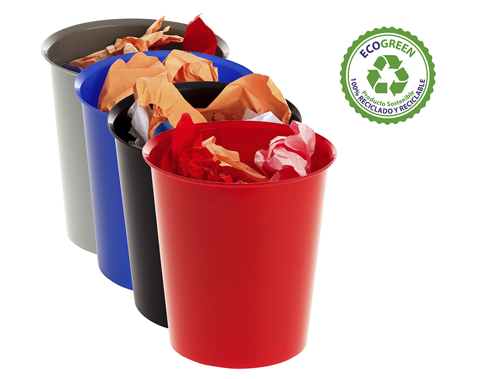 PAPELERA PLASTICO ARCHIVO 2000 ECOGREEN 100% RECICLADA 18 LITROS COLOR AZUL 290X310 MM