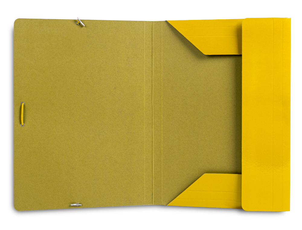 CARPETA LIDERPAPEL GOMAS TRES SOLAPAS CARTON PLASTIFICADO FOLIO COLOR AMARILLO