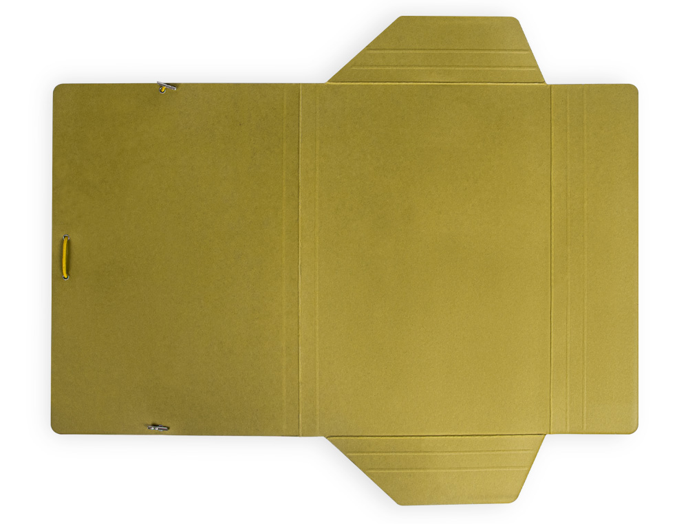 CARPETA LIDERPAPEL GOMAS TRES SOLAPAS CARTON PLASTIFICADO FOLIO COLOR AMARILLO