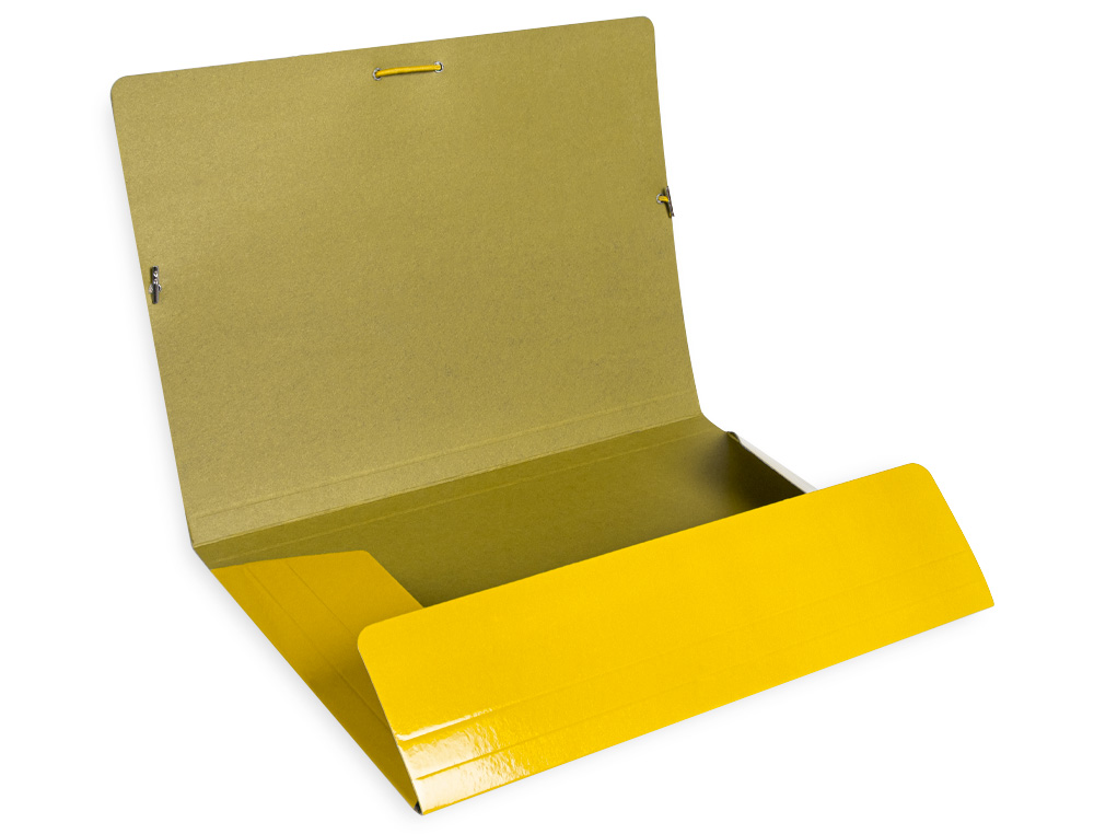 CARPETA LIDERPAPEL GOMAS TRES SOLAPAS CARTON PLASTIFICADO FOLIO COLOR AMARILLO