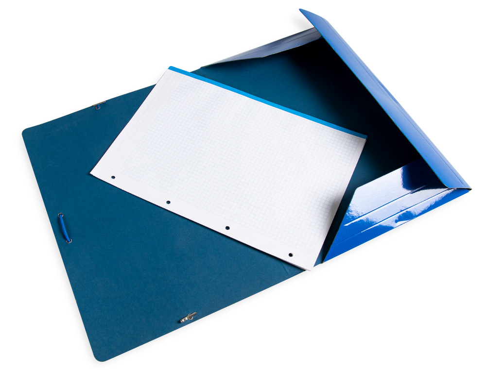 CARPETA LIDERPAPEL GOMAS FOLIO 3 SOLAPAS CARTON PLASTIFICADO COLOR AZUL