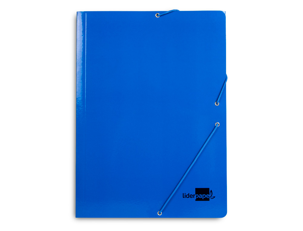 CARPETA LIDERPAPEL GOMAS FOLIO 3 SOLAPAS CARTON PLASTIFICADO COLOR AZUL