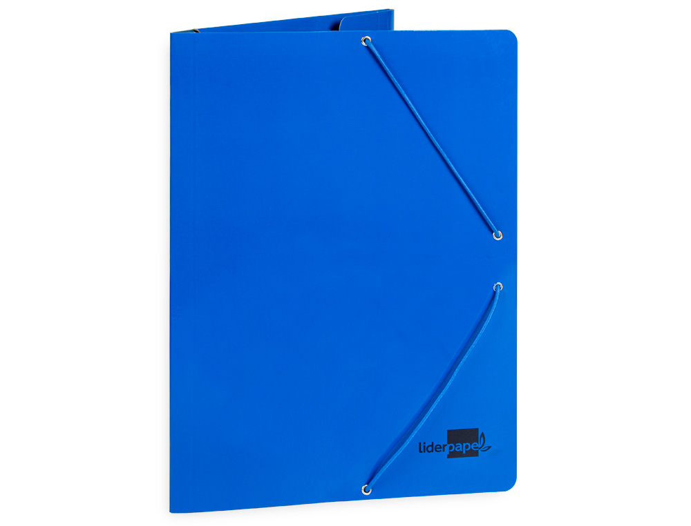 CARPETA LIDERPAPEL GOMAS FOLIO 3 SOLAPAS CARTON PLASTIFICADO COLOR AZUL