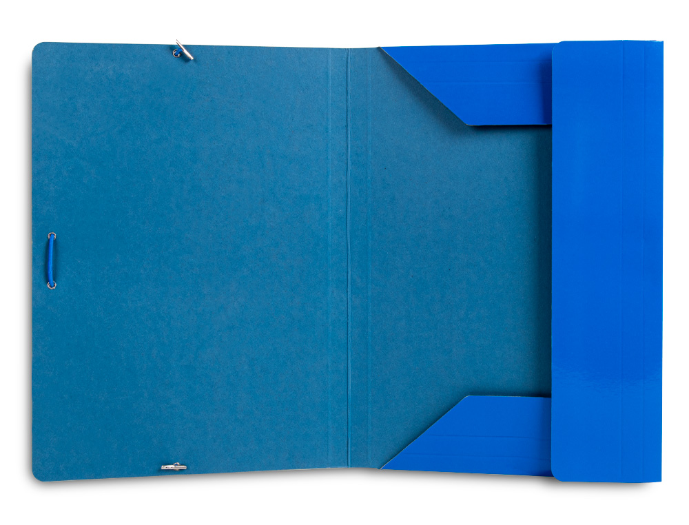 CARPETA LIDERPAPEL GOMAS FOLIO 3 SOLAPAS CARTON PLASTIFICADO COLOR AZUL