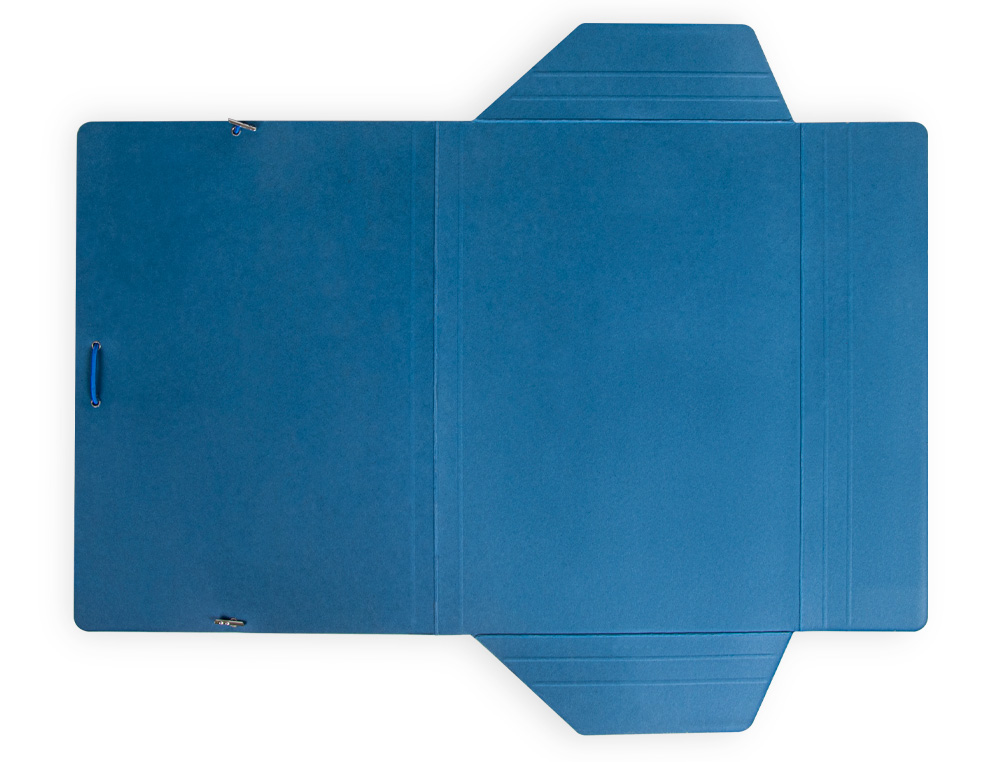 CARPETA LIDERPAPEL GOMAS FOLIO 3 SOLAPAS CARTON PLASTIFICADO COLOR AZUL
