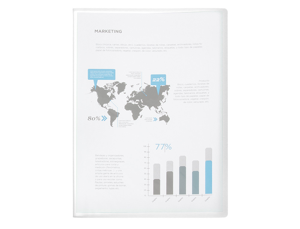 CARPETA LIDERPAPEL ESCAPARATE 40 FUNDAS POLIPROPILENO DIN A3 TRANSPARENTE TRANSLUCIDO