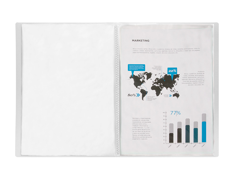 CARPETA LIDERPAPEL ESCAPARATE 40 FUNDAS POLIPROPILENO DIN A3 TRANSPARENTE TRANSLUCIDO