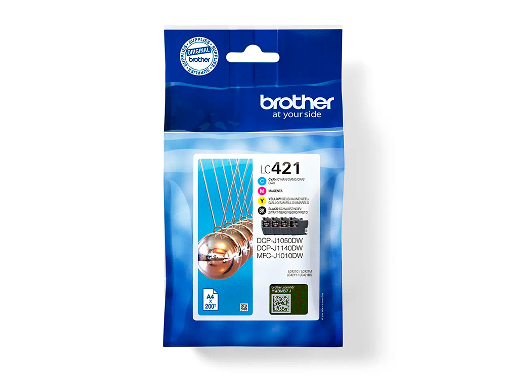 INK-JET BROTHER LC421VAL DCP-J1050DW / DCP-J1140DW / MFC-J10 PACK 4 COLORES 200 PAGINAS