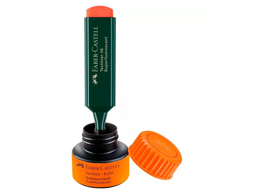 TINTA ROTULADOR FABER CASTELL TEXTLINER FLUORESCENTE 1549 CON SISTEMA CAPILAR COLOR NARANJA BOTE 30 ML