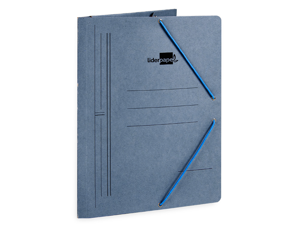 CARPETA LIDERPAPEL GOMAS FOLIO 3 SOLAPAS CARTON PINTADO AZUL 410 G/M2