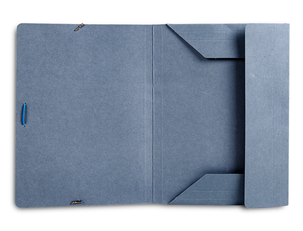 CARPETA LIDERPAPEL GOMAS FOLIO 3 SOLAPAS CARTON PINTADO AZUL 410 G/M2