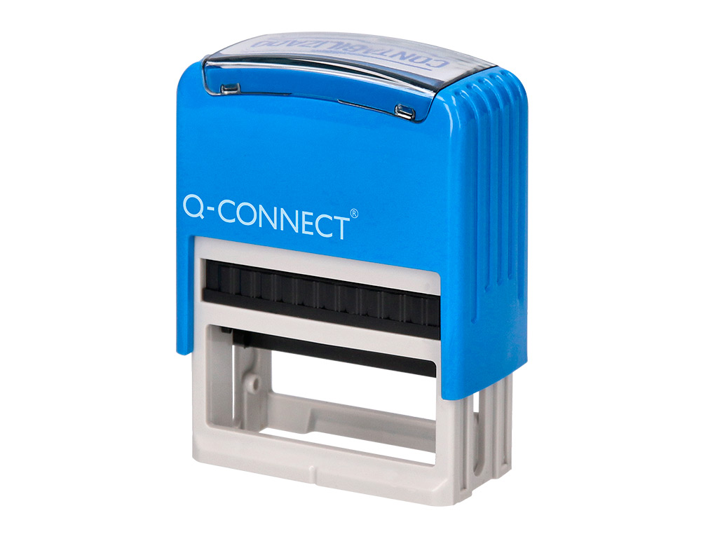 SELLO ENTINTADO AUTOMATICO Q-CONNECT CONTABILIZADO ALMOHADILLA 14X38 MM COLOR AZUL