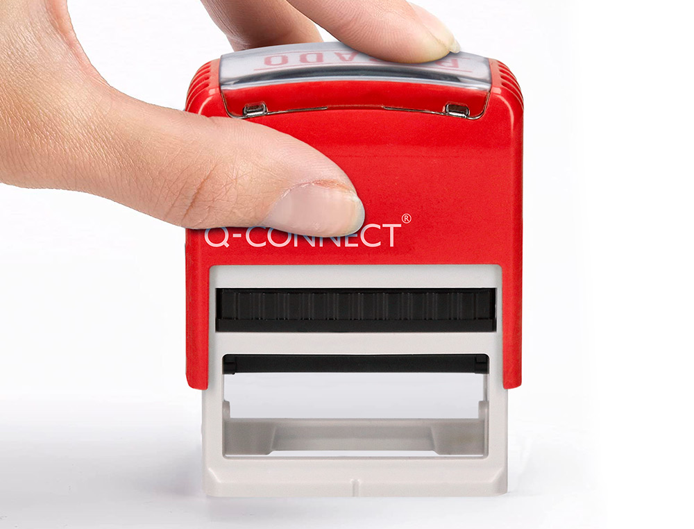 SELLO ENTINTADO AUTOMATICO Q-CONNECT PAGADO ALMOHADILLA 14X38 MM COLOR ROJO