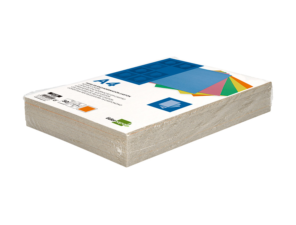 TAPA ENCUADERNACION LIDERPAPEL CARTON A4 0,9MM NARANJA FLUOR PAQUETE DE 50 UNIDADES