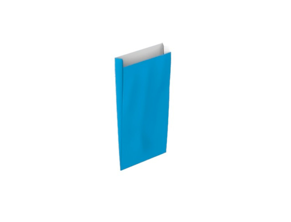 SOBRE PAPEL BASIKA CELULOSA CELESTE CON FUELLE XXS 100X200X30 MM PAQUETE DE 25 UNIDADES