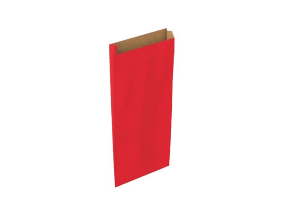 SOBRE PAPEL BASIKA KRAFT ROJO CON FUELLE XS 120X250X30 MM PAQUETE DE 25 UNIDADES