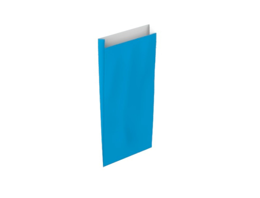SOBRE PAPEL BASIKA CELULOSA CELESTE CON FUELLE XS 120X250X30 MM PAQUETE DE 25 UNIDADES