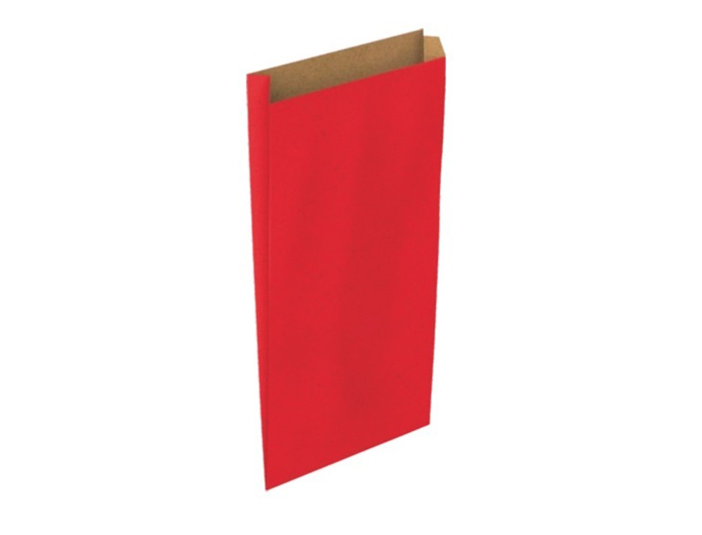SOBRE PAPEL BASIKA KRAFT ROJO CON FUELLE S 150X300X60 MM PAQUETE DE 25 UNIDADES