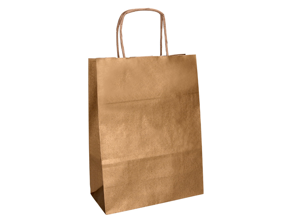 BOLSA PAPEL Q-CONNECT KRAFT NATURAL LISO XS CON ASA RETORCIDA 180X240X80 MM
