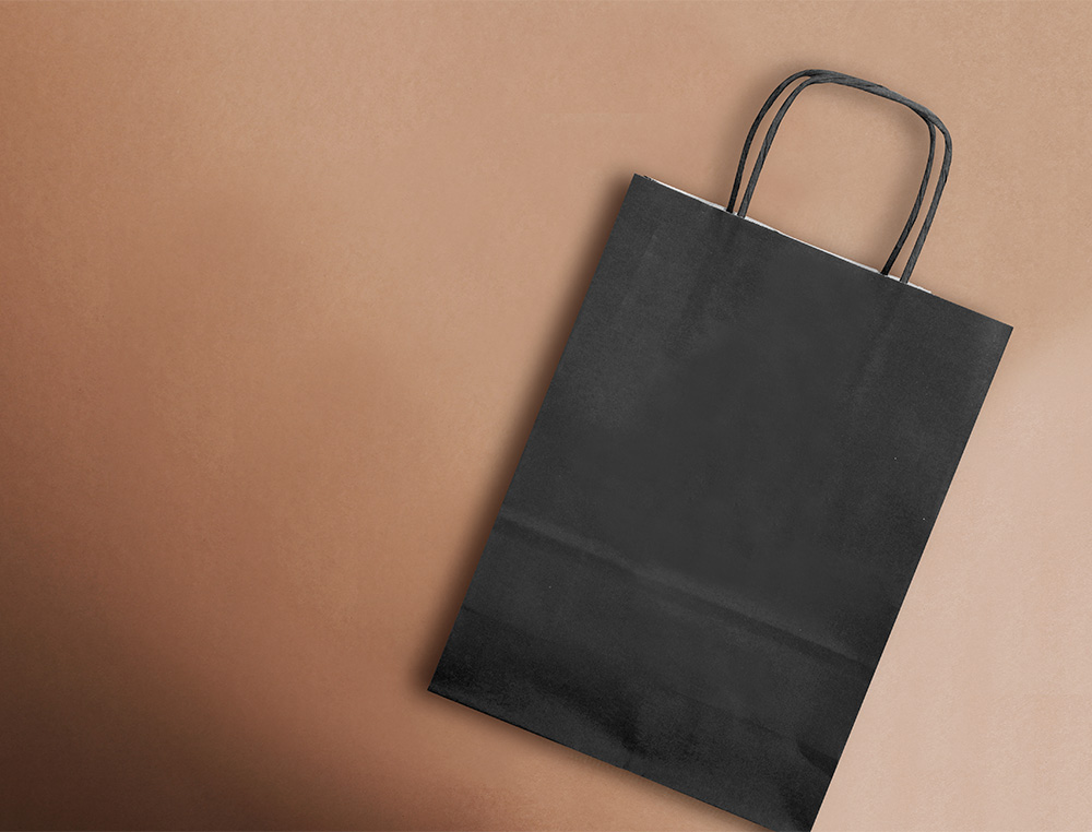 BOLSA PAPEL Q-CONNECT CELULOSA NEGRO XS CON ASA RETORCIDA 180X240X80 MM