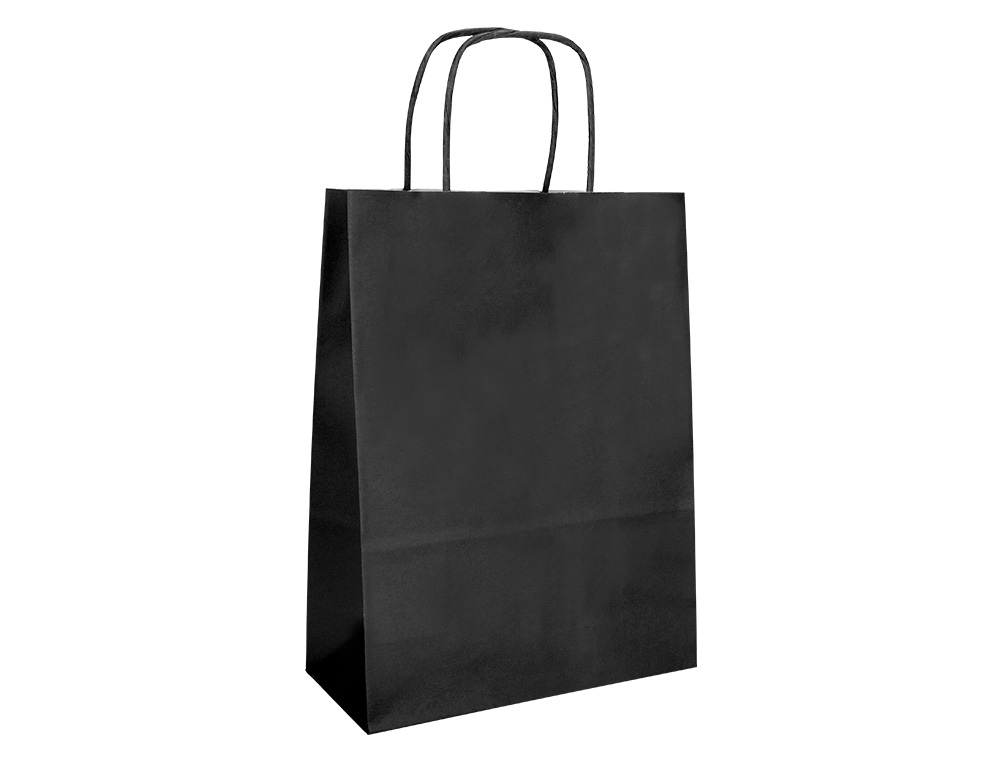 BOLSA PAPEL Q-CONNECT CELULOSA NEGRO XS CON ASA RETORCIDA 180X240X80 MM