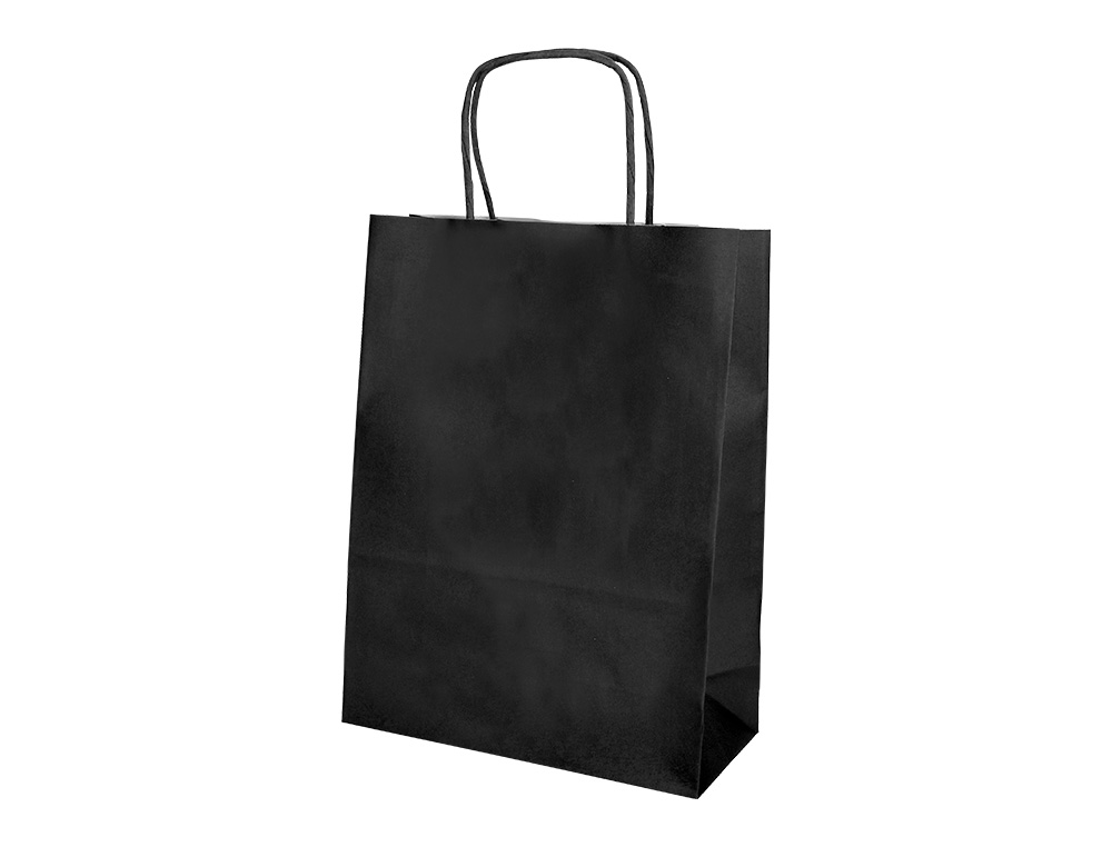 BOLSA PAPEL Q-CONNECT CELULOSA NEGRO XS CON ASA RETORCIDA 180X240X80 MM
