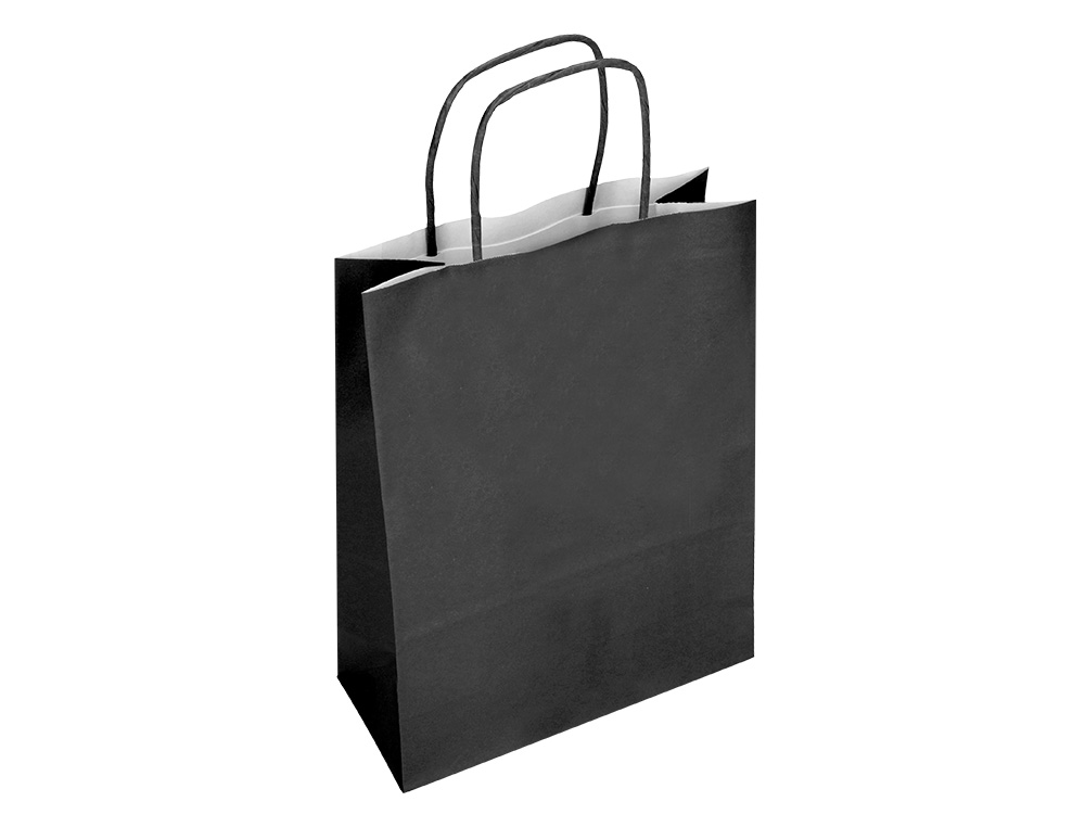 BOLSA PAPEL Q-CONNECT CELULOSA NEGRO XS CON ASA RETORCIDA 180X240X80 MM