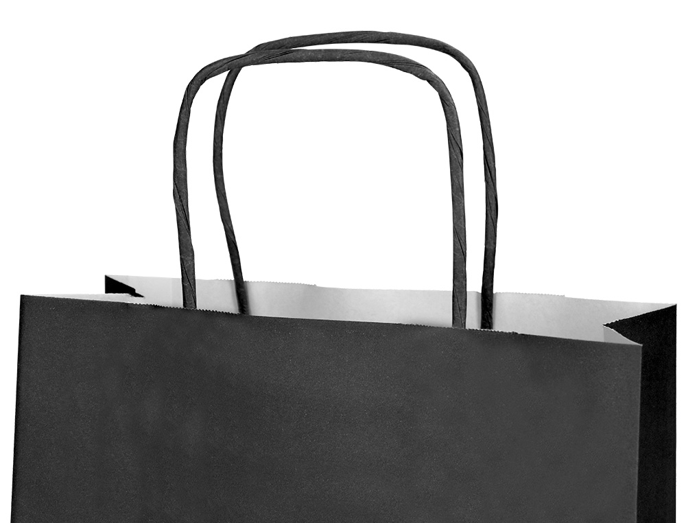 BOLSA PAPEL Q-CONNECT CELULOSA NEGRO XS CON ASA RETORCIDA 180X240X80 MM