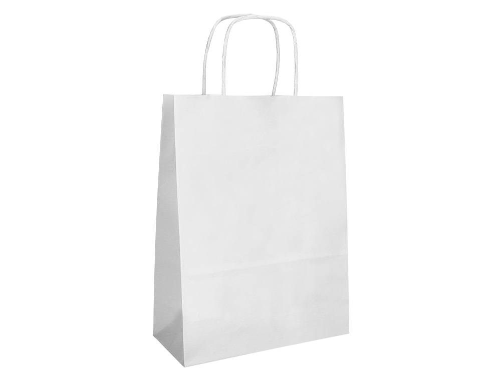 BOLSA PAPEL Q-CONNECT CELULOSA BLANCO M CON ASA RETORCIDA 270X370X12 MM