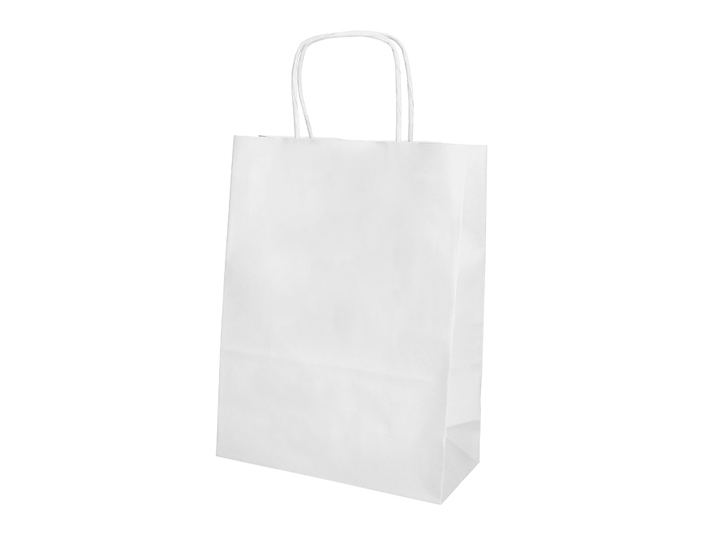 BOLSA PAPEL Q-CONNECT CELULOSA BLANCO M CON ASA RETORCIDA 270X370X12 MM