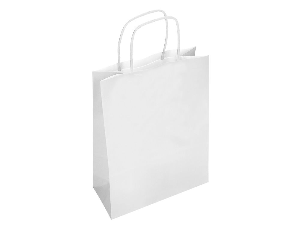 BOLSA PAPEL Q-CONNECT CELULOSA BLANCO M CON ASA RETORCIDA 270X370X12 MM