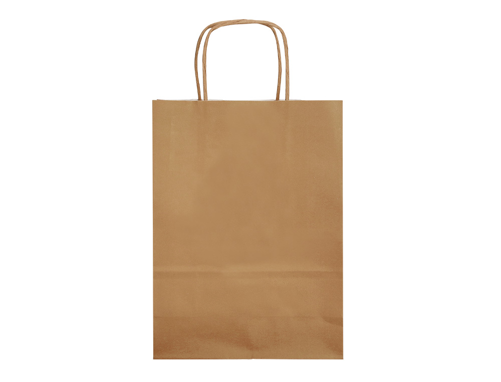 BOLSA PAPEL Q-CONNECT CELULOSA NATURAL LISO L CON ASA RETORCIDA 320X400X14 MM
