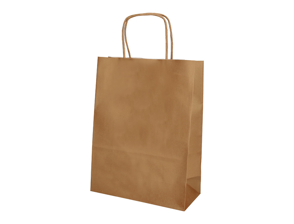 BOLSA PAPEL Q-CONNECT CELULOSA NATURAL LISO L CON ASA RETORCIDA 320X400X14 MM