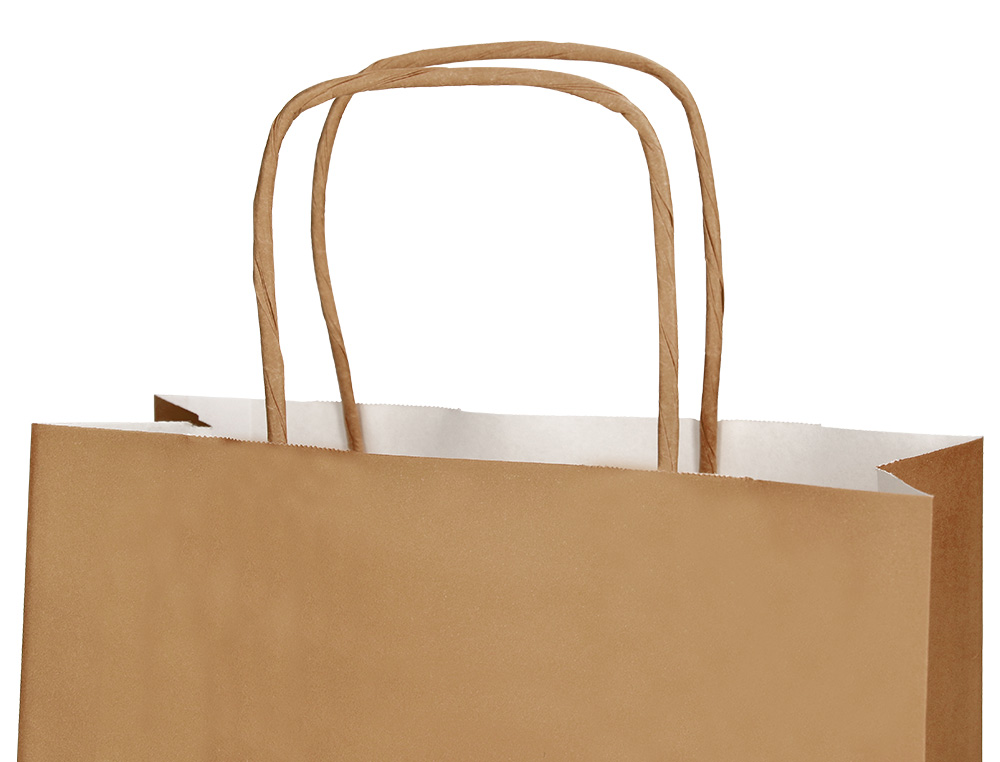 BOLSA PAPEL Q-CONNECT CELULOSA NATURAL LISO L CON ASA RETORCIDA 320X400X14 MM