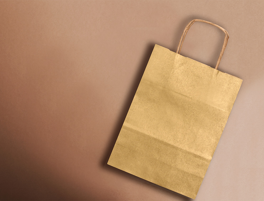BOLSA PAPEL Q-CONNECT KRAFT ORO L CON ASA RETORCIDA 320X400X14 MM