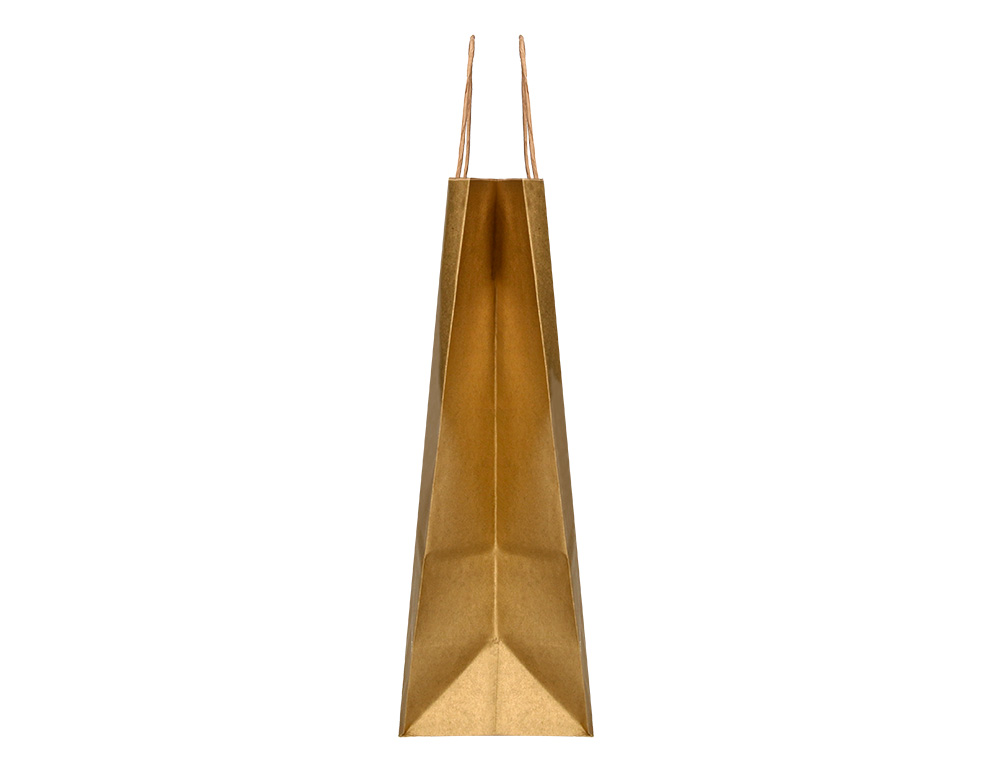 BOLSA PAPEL Q-CONNECT KRAFT ORO L CON ASA RETORCIDA 320X400X14 MM