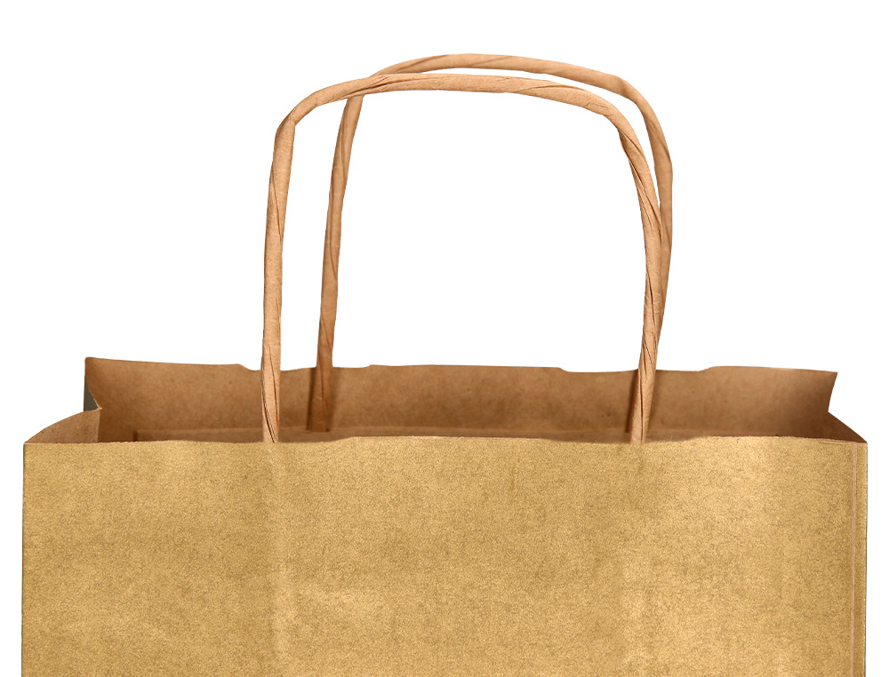 BOLSA PAPEL Q-CONNECT KRAFT ORO L CON ASA RETORCIDA 320X400X14 MM