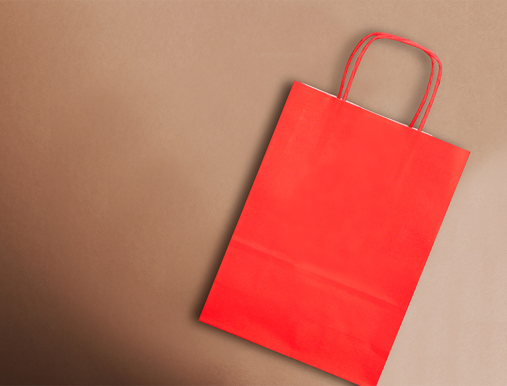 BOLSA PAPEL Q-CONNECT CELULOSA ROJO L CON ASA RETORCIDA 320X400X14 MM