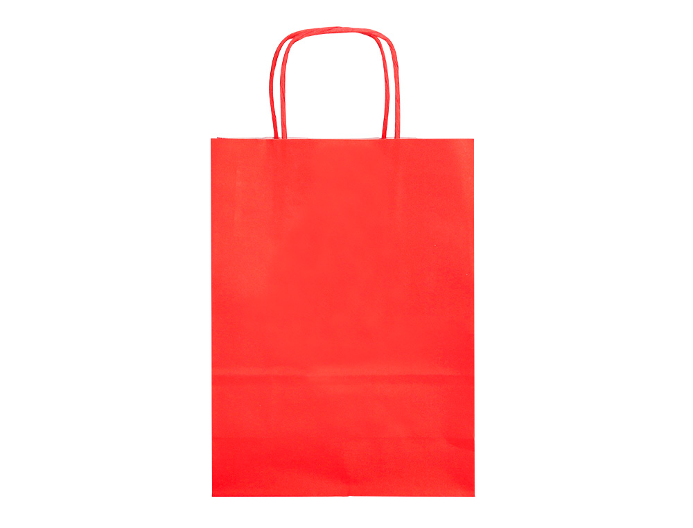 BOLSA PAPEL Q-CONNECT CELULOSA ROJO L CON ASA RETORCIDA 320X400X14 MM