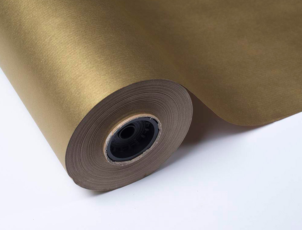 PAPEL DE REGALO BASIKA METALIZADO ORO BOBINA ANCHO 31 CM LONGITUD 80 M