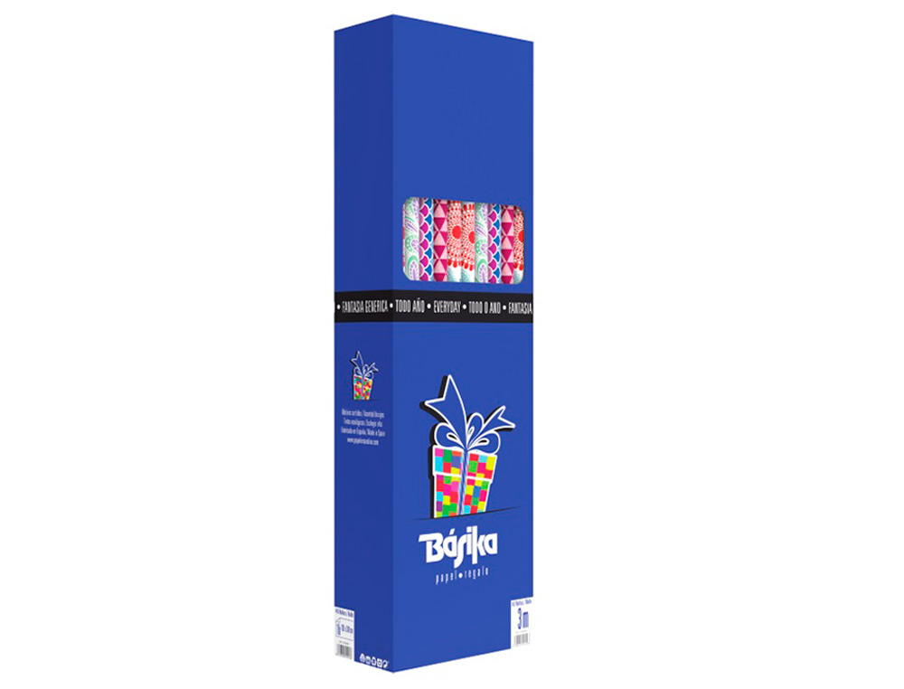 PAPEL DE REGALO BASIKA TODO AÑO ROLLO ANCHO 1 M LONGITUD 3 M MODELOS SURTIDOS GRAMAJE 50 GR
