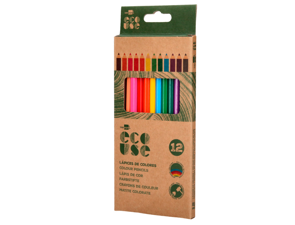 LAPICES DE COLORES LIDERPAPEL ECOUSE CAJA DE 12 UNIDADES COLORES SURTIDOS CON CERTIFICADO FSC