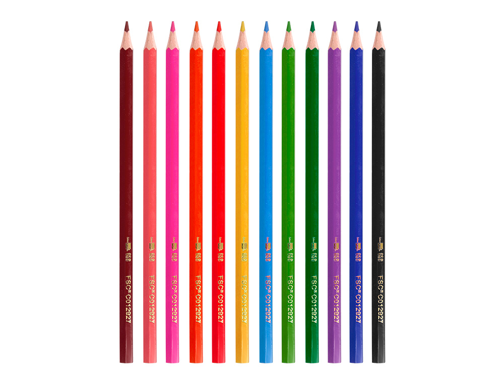 LAPICES DE COLORES LIDERPAPEL ECOUSE CAJA DE 12 UNIDADES COLORES SURTIDOS CON CERTIFICADO FSC