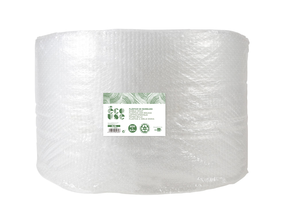 PLASTICO BURBUJA LIDERPAPEL ECOUSE 0.40X200M 30% DE PLASTICO RECICLADO